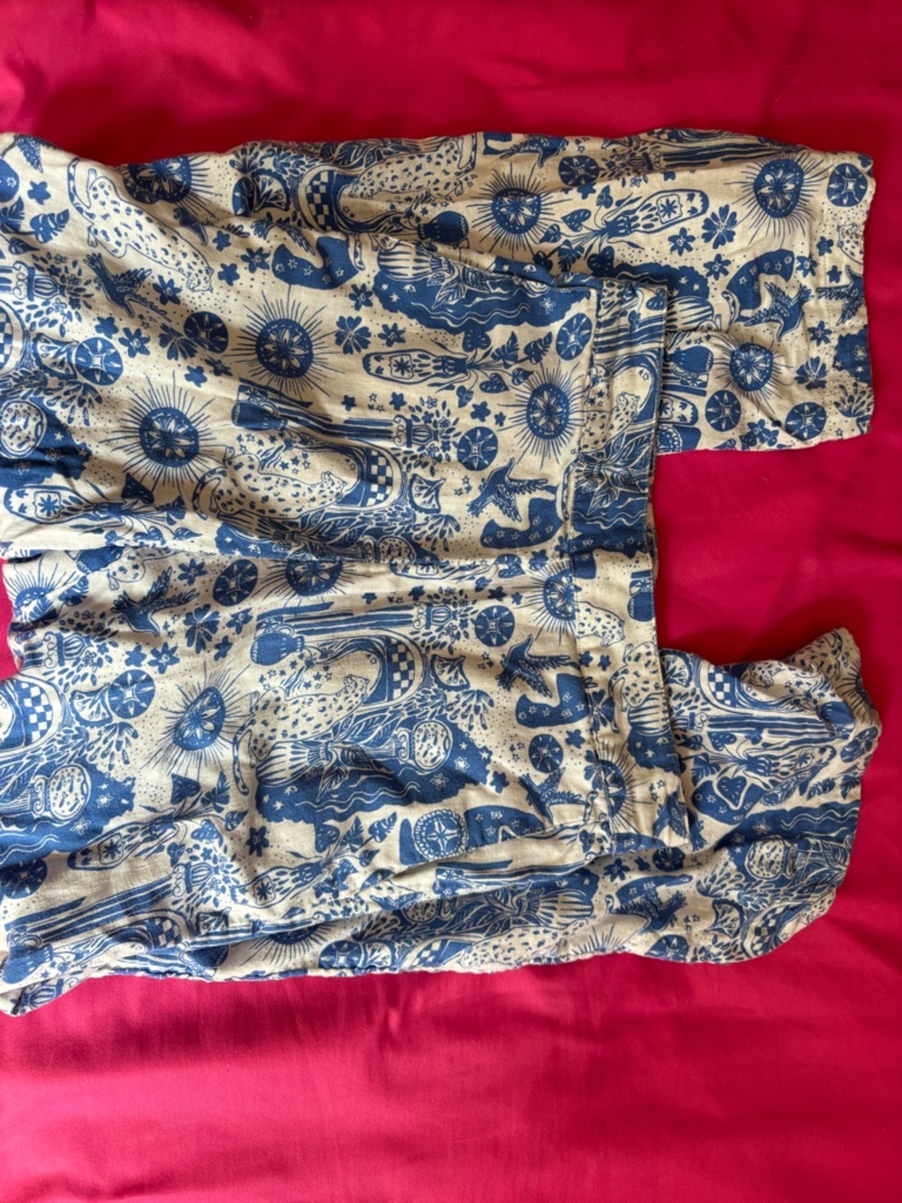 Cynthia Rowley Blue and Cream Wide Leg Pants